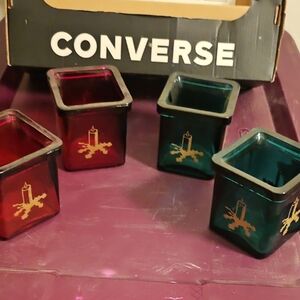 Converse Red and Teal Candle Holders